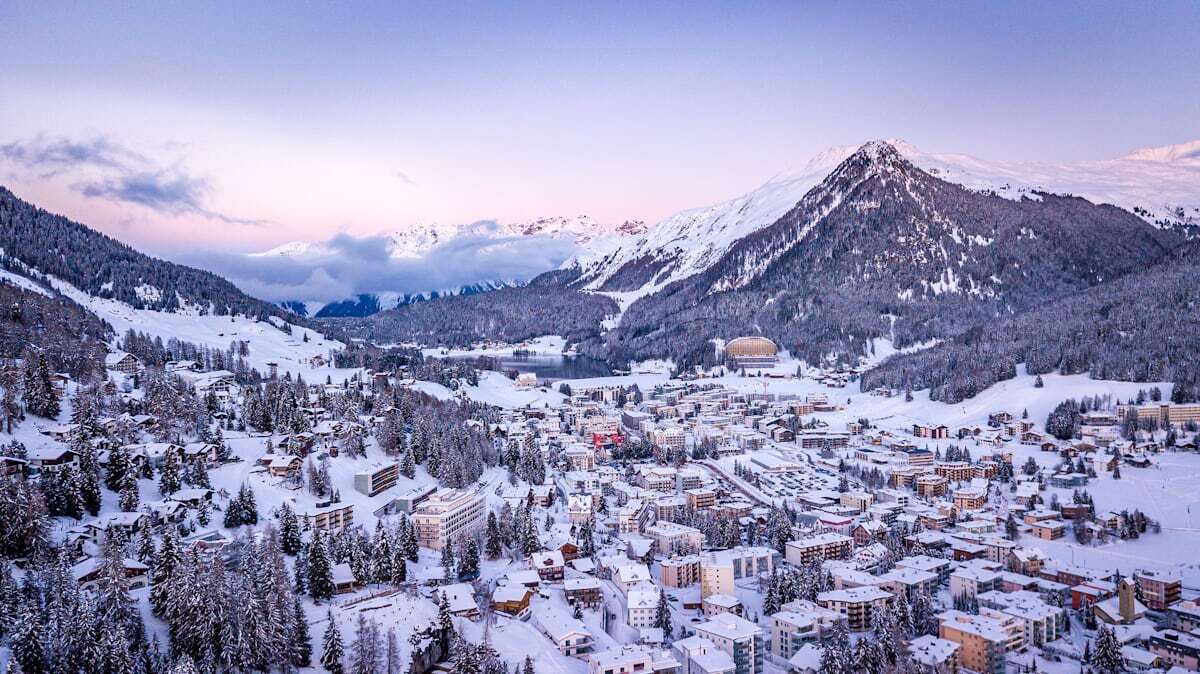 High-Alpine panorama of peaks above Davos from Weissfluhjoch
