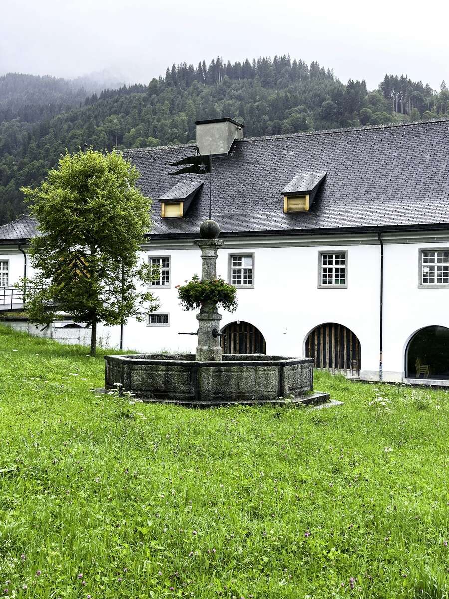 Engelberg village and abbey beneath snow-capped peaks