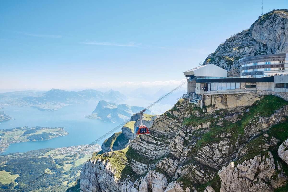 Jagged ridges of Mount Pilatus above a sea of fog