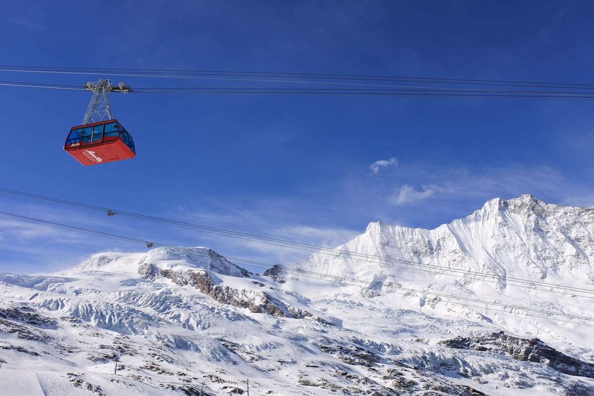 Car-free Saas-Fee village encircled by glaciated 4,000 m peaks