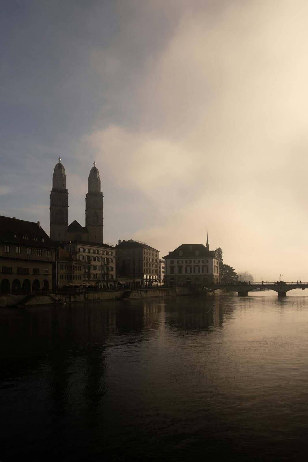Zurich old town buildings lining the Limmat river